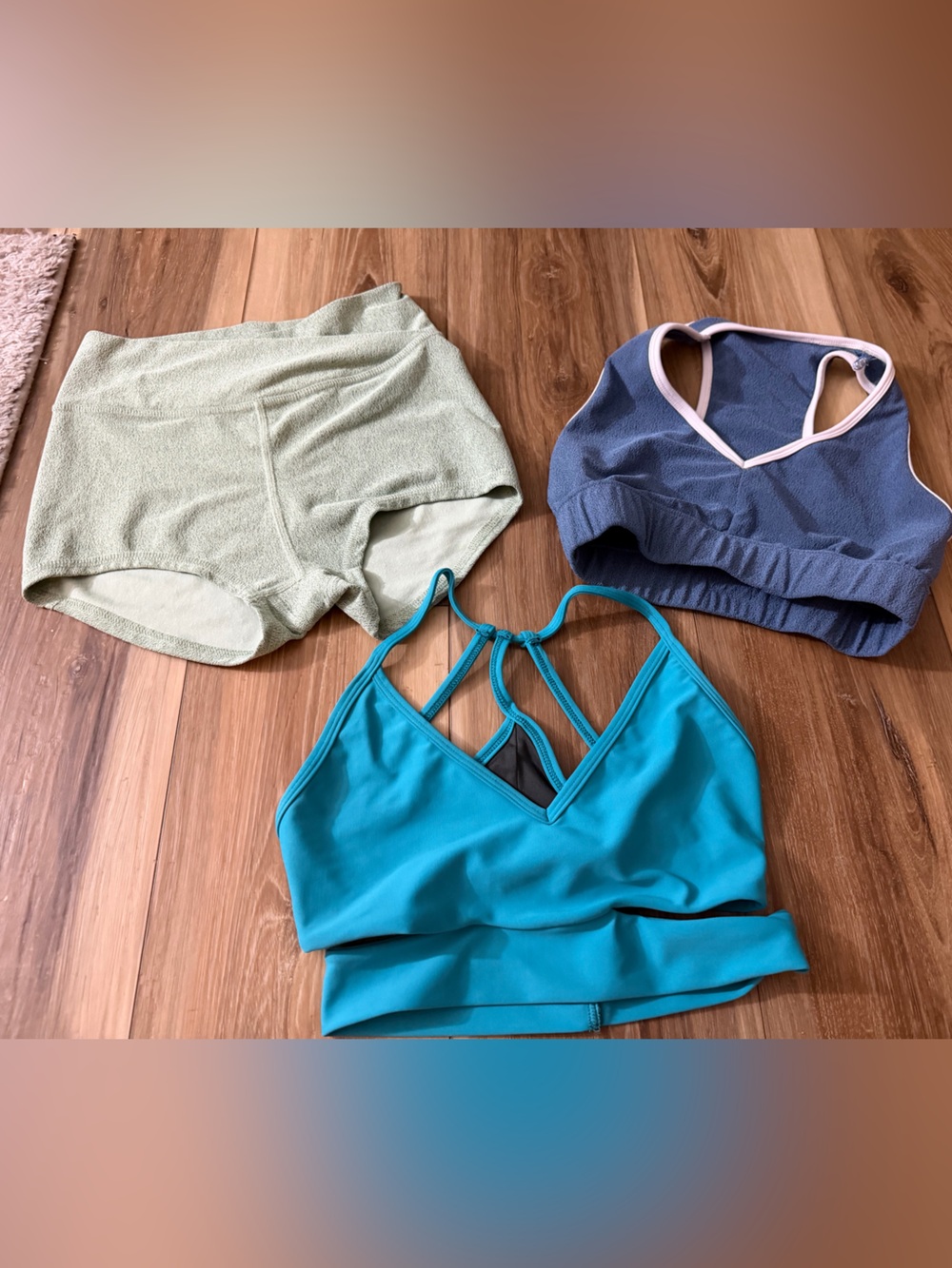 Lot of 3 items.  Five Dancewear shorts and 2 tops